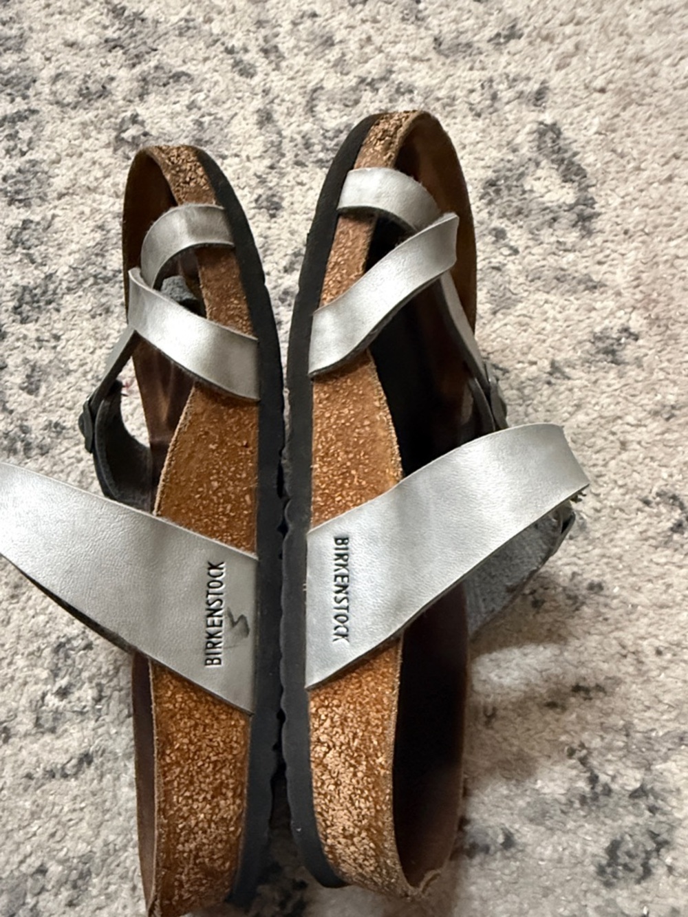Birkenstock Silver Sandals - Metallic Footbed Slide WOMENS EUR 37 (Size 6/6.5) - Picture 5 of 7